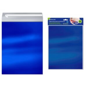 bismark pack de 4 sobres metalizados medidas 324x254mm cierre autoadhesivo ideal para regalos color azul metalizado