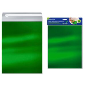 bismark pack de 4 sobres metalizados medidas 324x254mm cierre autoadhesivo ideal para regalos color verde metalizado