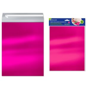 bismark pack de 4 sobres metalizados medidas 324x254mm cierre autoadhesivo ideal para regalos color rosa metalizado