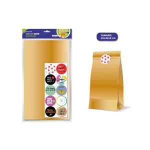 bismark pack de 10 sobres papel kraft 50grs con 10 pegatinas para cierre medidas 19x36x6cm ideal para regalos color oro
