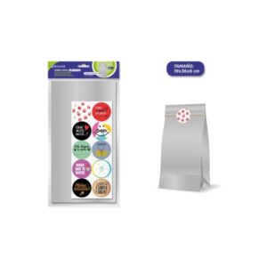 bismark pack de 10 sobres papel kraft 50grs con 10 pegatinas para cierre medidas 19x36x6cm ideal para regalos color plata