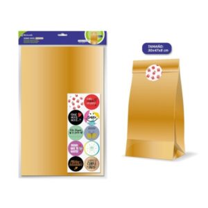 bismark pack de 10 sobres papel kraft 50grs con 10 pegatinas para cierre medidas 30x47x8cm ideal para regalos color oro