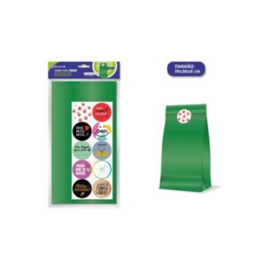 bismark pack de 10 sobres papel kraft 50grs con 10 pegatinas para cierre medidas 19x36x6cm ideal para regalos color verde