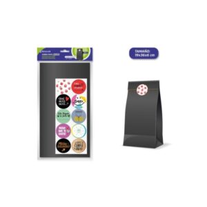 bismark pack de 10 sobres papel kraft 50grs con 10 pegatinas para cierre medidas 19x36x6cm ideal para regalos color negro