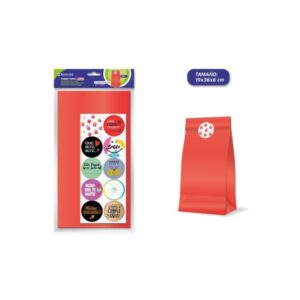 bismark pack de 10 sobres papel kraft 50grs con 10 pegatinas para cierre medidas 19x36x6cm ideal para regalos color rojo