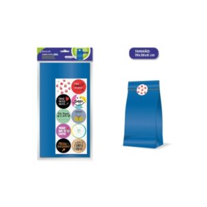 bismark pack de 10 sobres papel kraft 50grs con 10 pegatinas para cierre medidas 19x36x6cm ideal para regalos color azul