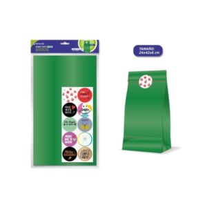 bismark pack de 10 sobres papel kraft 50grs con 10 pegatinas para cierre medidas 24x42x6cm ideal para regalos color verde