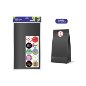 bismark pack de 10 sobres papel kraft 50grs con 10 pegatinas para cierre medidas 24x42x6cm ideal para regalos color negro