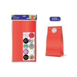 bismark pack de 10 sobres papel kraft 50grs con 10 pegatinas para cierre medidas 24x42x6cm ideal para regalos color rojo