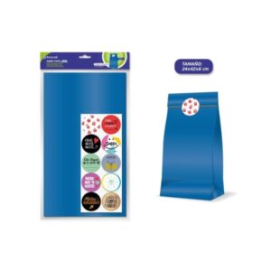 bismark pack de 10 sobres papel kraft 50grs con 10 pegatinas para cierre medidas 24x42x6cm ideal para regalos color azul