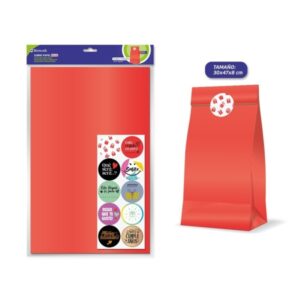 bismark pack de 10 sobres papel kraft 50grs con 10 pegatinas para cierre medidas 30x47x8cm ideal para regalos color rojo