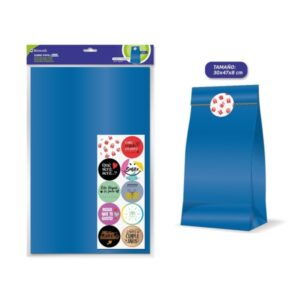bismark pack de 10 sobres papel kraft 50grs con 10 pegatinas para cierre medidas 30x47x8cm ideal para regalos color azul