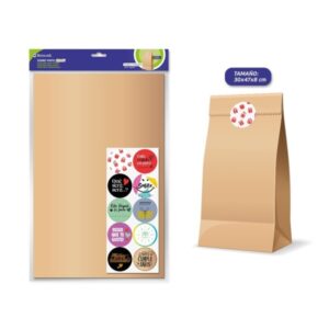 bismark pack de 10 sobres papel kraft 50grs con 10 pegatinas para cierre medidas 30x47x8cm ideal para regalos color marron kraft