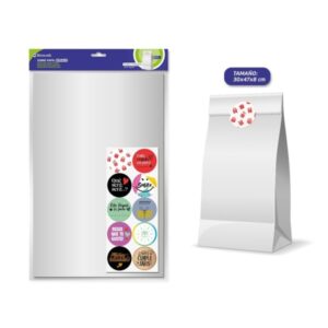 bismark pack de 10 sobres papel kraft 50grs con 10 pegatinas para cierre medidas 30x47x8cm ideal para regalos color blanco