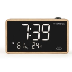 thomson radio reloj despertador con proyeccion doble alarma angulo proyeccion ajustable atenuador de luz color negro