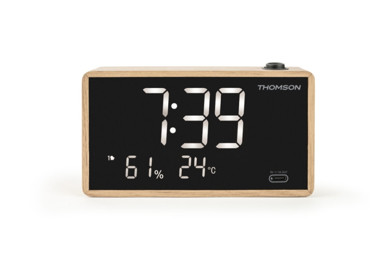 thomson radio reloj despertador con proyeccion doble alarma angulo proyeccion ajustable atenuador de luz color negro