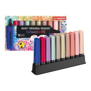 stabilo boss naturecolors pack de 10 marcadores con base para escritorio incluye los 4 nuevos colores wildflower trazo entre 2 y 5mm tinta con base de agua colores surtidos