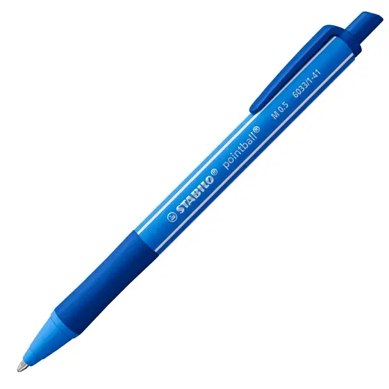 stabilo pointball colorful boligrafo retractil trazo 0.5mm hecho con 87% bioplastico grip antideslizante recargable color azul