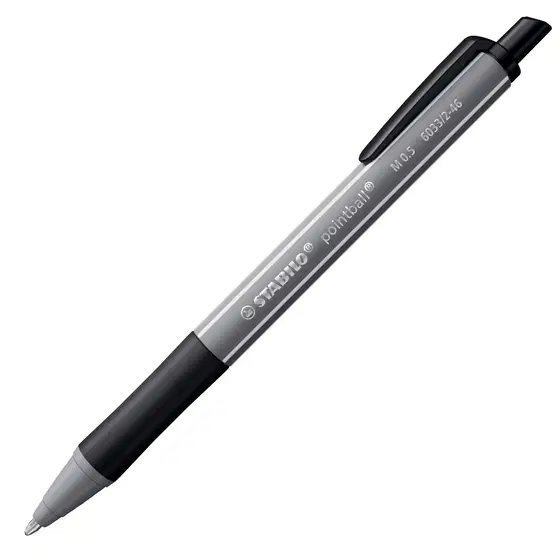 stabilo pointball colorful boligrafo retractil trazo 0.5mm hecho con 87% bioplastico grip antideslizante recargable color negro
