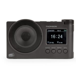 thomson radio fm dab+ con altavoz bluetooth 30 memorias dab+ y 30 memorias fm actualizacion automatica de emisoras pantalla led retroilumiada color negro