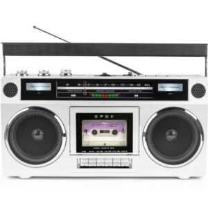 bigben blaster radio cassette portatil retro radio fm potencia musical 15w bluetooth alimentacion de corriente y pilas