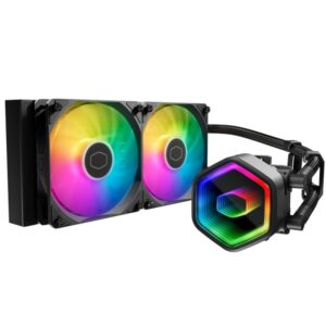 cooler master masterliquid 240 core ii lite argb kit de refrigeracion liquida ventiladores preinstalados tubos de 400mm iluminacion espejo infinito color negro