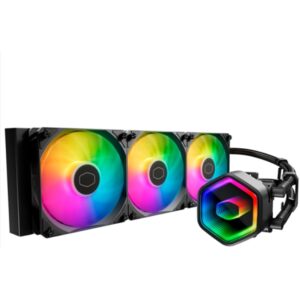 cooler master masterliquid 360 core ii lite argb kit de refrigeracion liquida ventiladores preinstalados tubos de 400mm iluminacion espejo infinito color negro