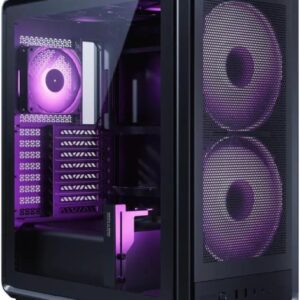 cooler master masterframe 500 caja torre e atx 2 ventiladores 200mm rgb frontales ventana lateral paneles intercambiables rejilla metal mesh 654x580x376mm color negro