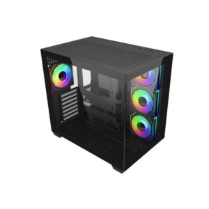 cooler master elite 681 caja semitorre atx/microatx/mini itx 4 ventiladores 120mm rgb vista panoramica doble camara audio 2xusb a 1xusb c 520x344x440mm color negro