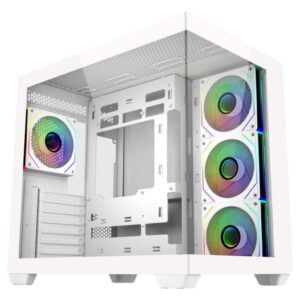cooler master elite 681 caja semitorre atx/microatx/mini itx 4 ventiladores 120mm rgb vista panoramica doble camara audio 2xusb a 1xusb c 520x344x440mm color blanco