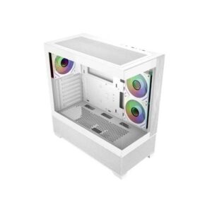 cooler master elite 690 wood caja semitorre atx/microatx/mini itx 3 ventiladores 120mm rgb vista panoramica doble camara 2xusb a 1xusb c 434x218x454mm color blanco
