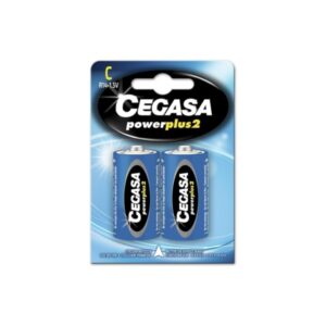 cegasa power plus 2 pack de 2 pilas r14 c pilas salinas para aparatos de bajo consumo