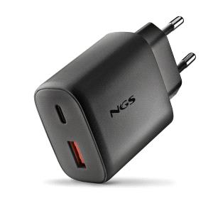 ngs era 45w cargador de pared ultrarrapido gan 1 usb c y 1 usb a color negro