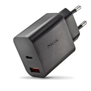 ngs era 30w cargador de pared ultrarrapido gan 1 usb c y 1 usb a color negro
