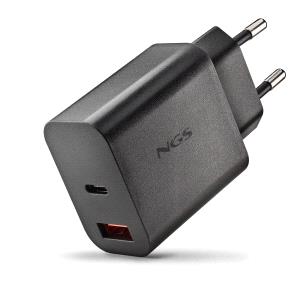 ngs era 20w cargador de pared ultrarrapido gan 1 usb c y 1 usb a color negro