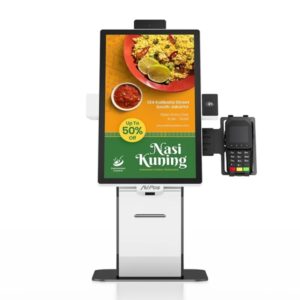 avpos kiosko autoservicio sobremesa dk22 22 pulgadas tactil i3 10th 8gb memoria ssd 256gb escaner 2d impresora termica wifi color blanco y negro