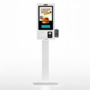 avpos kiosko autoservicio suelo fk27 27 pulgadas tactil rk3568 8gb memoria ssd 128gb escaner 2d impresora termica wifi android 13 color blanco