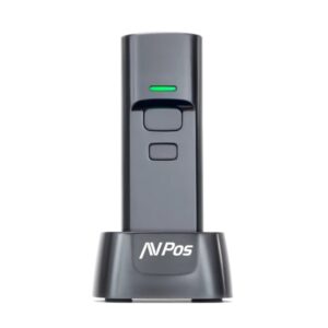 avpos bt03 lector de codigos portatil códigos 1d, 2d y qr usb, wireless 2.4 y bluetooth 1100mah base incluida color negro