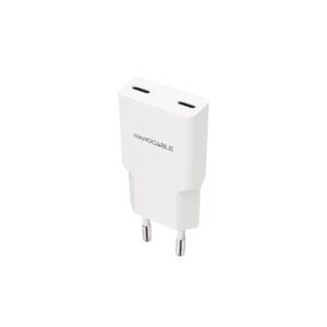 nanocable cargador de pared 2xusb c/pd 20w color blanco