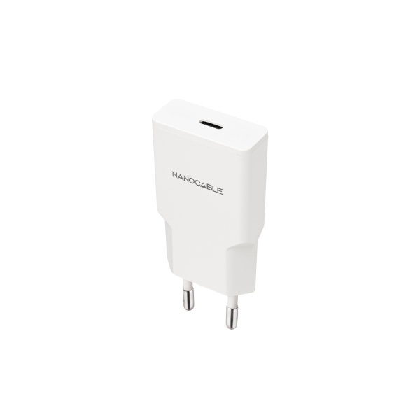 nanocable cargador de pared usb c/pd 25w color blanco
