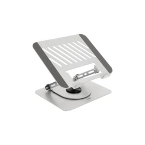 tooq ph dafne s soporte de sobremesa para portatil de 11" a 17" acero rotacion 360 plegable y portatil estable y antideslizante ajustable color plata