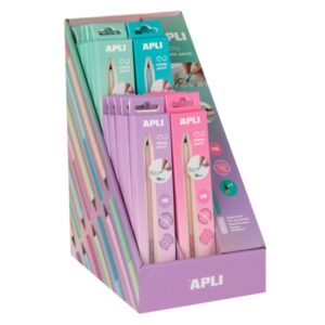 apli infinite pencil nordik expositor con 20 packs de lapiz infinito hb + mina de recambio + tapon protector para escribir hasta 16km colores surtidos