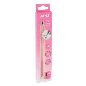 apli infinite pencil nordik pack de lapiz infinito hb + mina de recambio + tapon protector para escribir hasta 16km color rosa