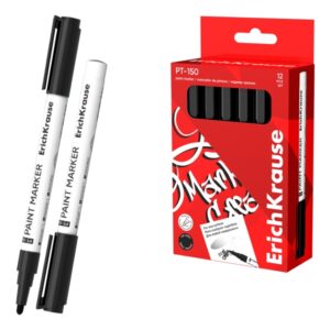 erichkrause pt 150 marcador de pintura punta en forma de bala trazo de 1 2mm sistema de suministro de tinta de valvula tinta base de agua cuerpo de aluminio resistente color negro