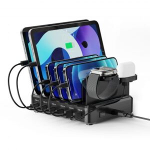 ewent ew1335 estacion de carga 2x usb a y 4x usb c 130w pd3.0 7 divisores extraibles proteccion contra sobrecarga, sobretension, sobrecorriente y cortocircuito color negro