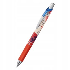 pentel energel boligrafo de tinta gel retractil 0.7mm trazo 0.35mm recargable grip de agarre tinta color azul diseños florales japoneses