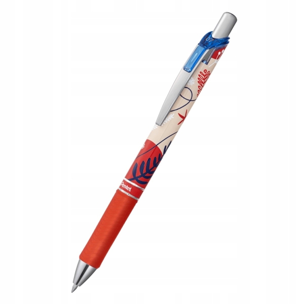 pentel energel boligrafo de tinta gel retractil 0.7mm trazo 0.35mm recargable grip de agarre tinta color azul diseños florales japoneses