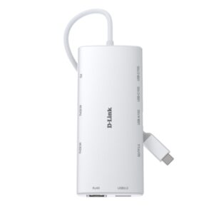 d link dup a01 hub usb c 10 en 1 3x usb c, 2x usb a, 2x hdmi 4k, 1x rj45, 1x lector sd, 1x lector microsd, 100w color blanco