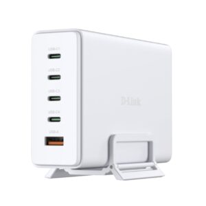 d link cargador de pared gan de 240w 4 usb c y 1 usb a qc 4.0 color blanco
