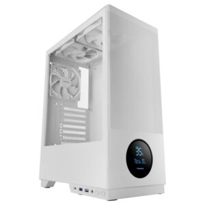 tacens sagitta20 torre atx pantalla de monitoreo integrado 3 ventiladores de 120mm ventana de cristal tempado malla antipolvo frontal color blanco